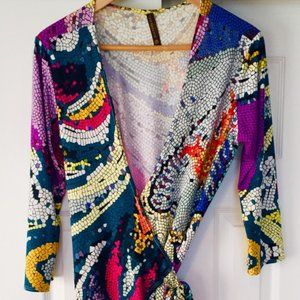 Multi-color wrap dress